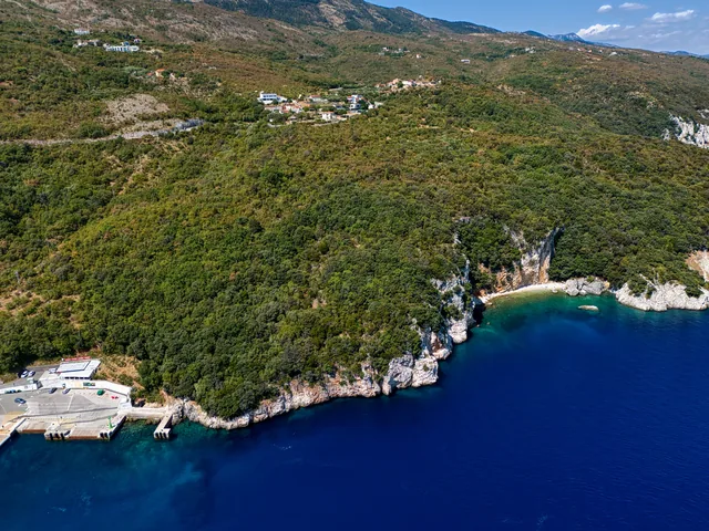 Aerial view of the coastline near Brestova